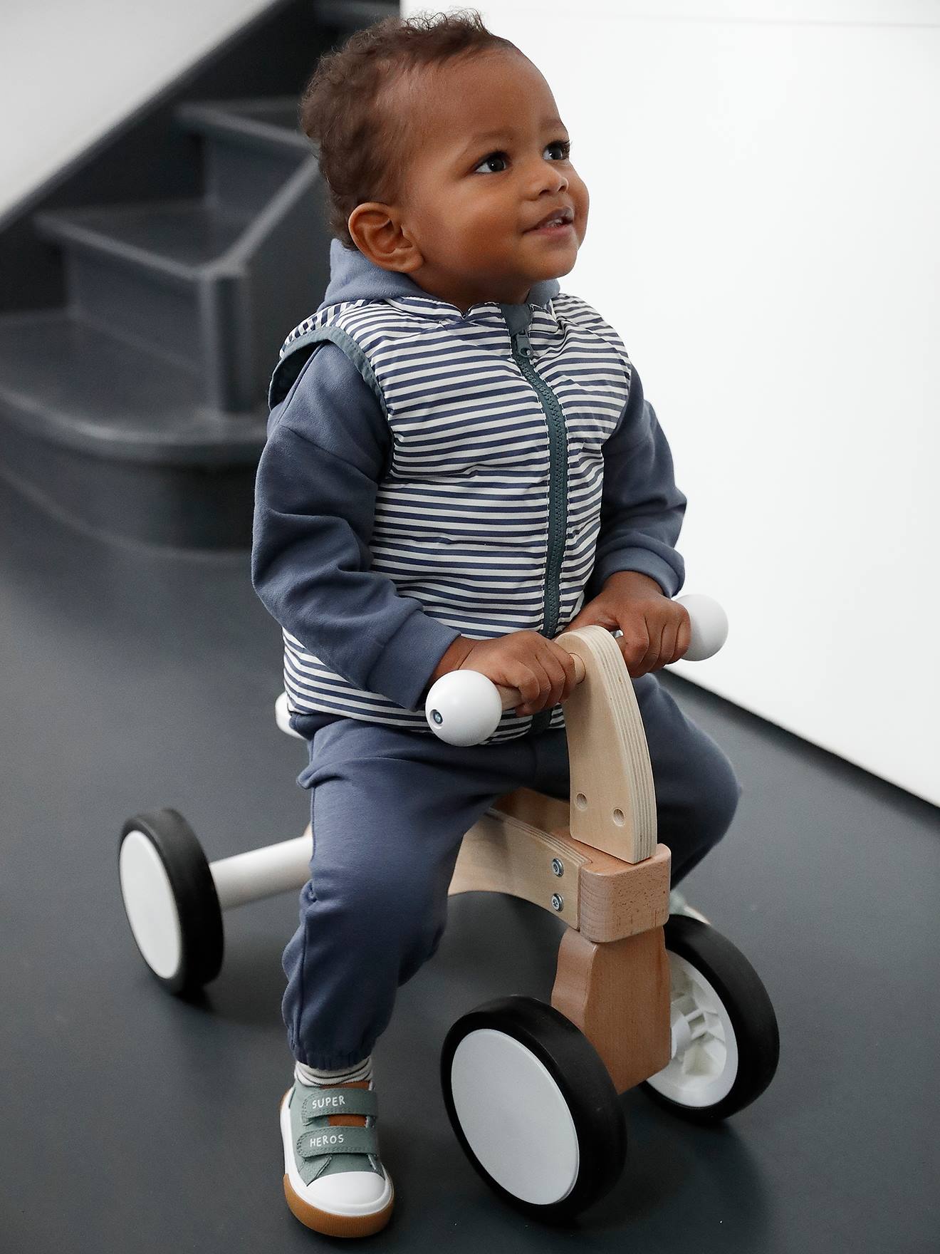 Vertbaudet Omkeerbaar Donsjack Met Rits Voor Baby Grijsblauw
