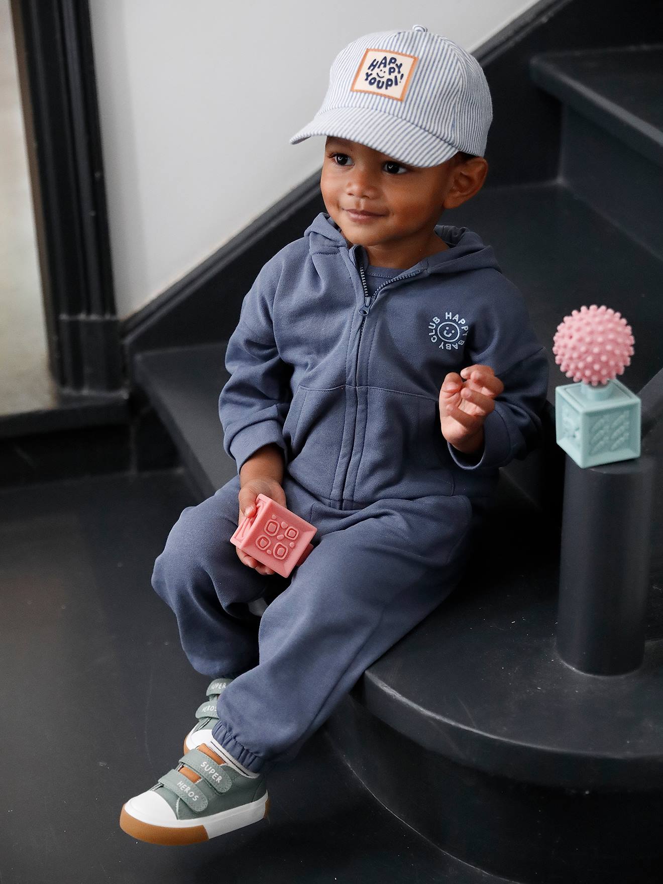 Vertbaudet Sportpak Met Capuchon En Rits + Jogging Voor Baby Indigoblauw