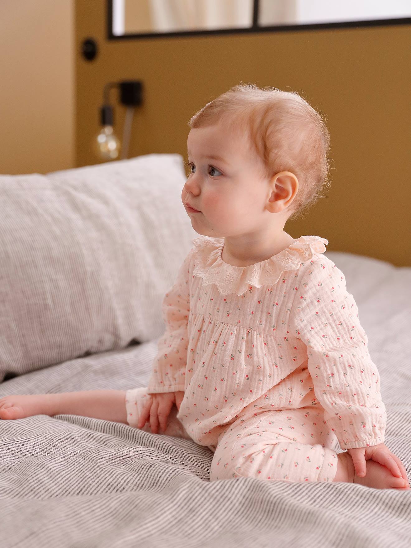 Vertbaudet Katoenen Babypakje Van Hydrofiel Doek Lichtroze