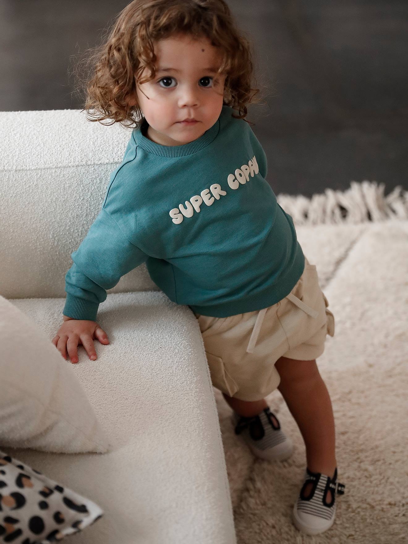 Vertbaudet Gepersonaliseerd Baby-sweatshirt Met Druk Op De Rug Smaragdgroen