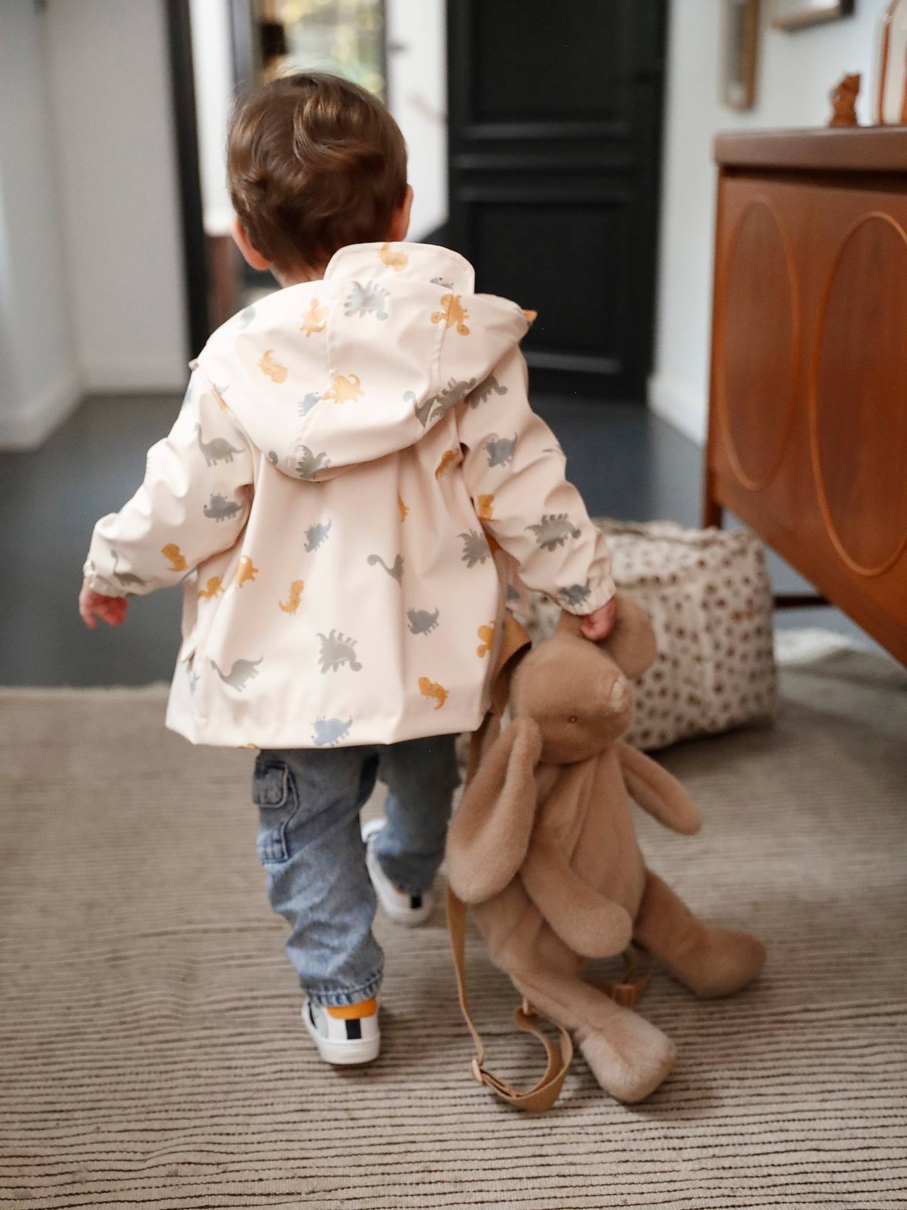 Vertbaudet Regenjas Met Capuchon En Dinosaurusmotieven Voor Baby's Vanille