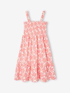 Meisje-Jurk-Meisjesjurk met gesmokte bretels en bloemenprint