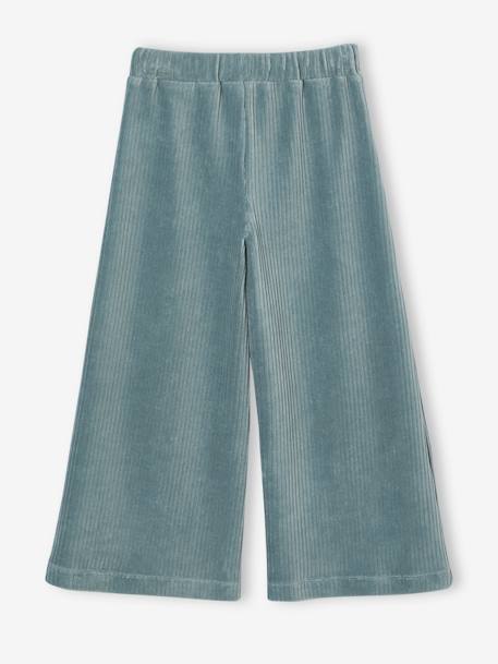 Wijde, fluwelen broek voor meisjes antraciet+bruin+chocoladebruin+grijsblauw+kaki+pruim+rozen+zachtpaars - vertbaudet enfant 