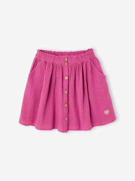 Fille-Jupe couleur en gaze de coton fille