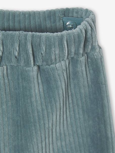 Wijde, fluwelen broek voor meisjes antraciet+bruin+chocoladebruin+grijsblauw+kaki+pruim+rozen+zachtpaars - vertbaudet enfant 