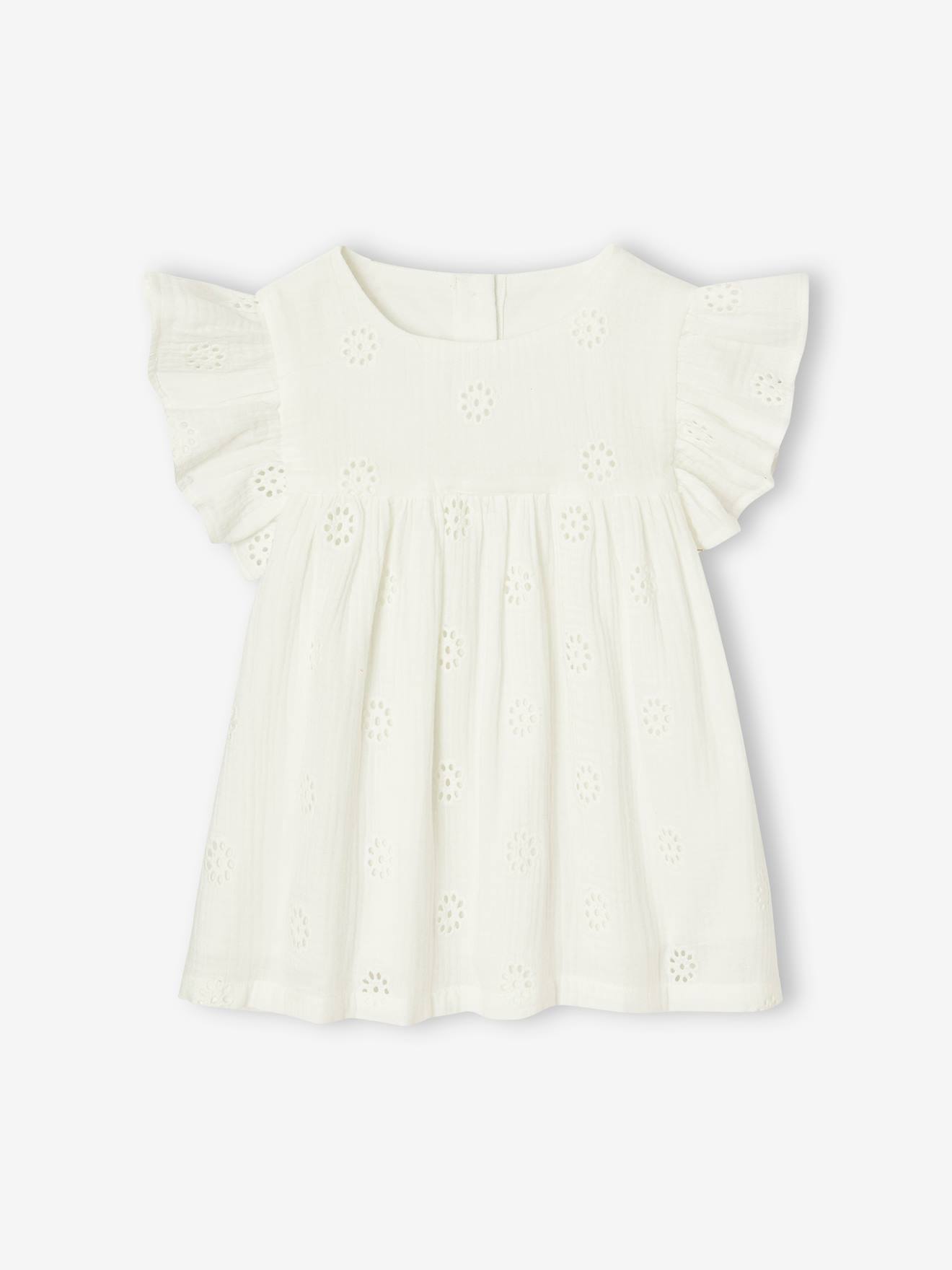 Vertbaudet Geborduurde Blouse Van Katoenen Gaas Voor Meisjes Wit
