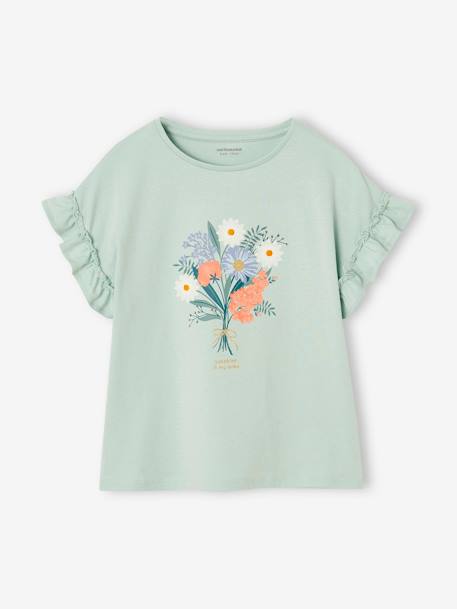 Fille-T-shirt à motif irisé fille manches courtes volantées