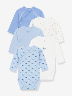 -Set van 5 baby rompertjes met lange mouwen PETIT BATEAU