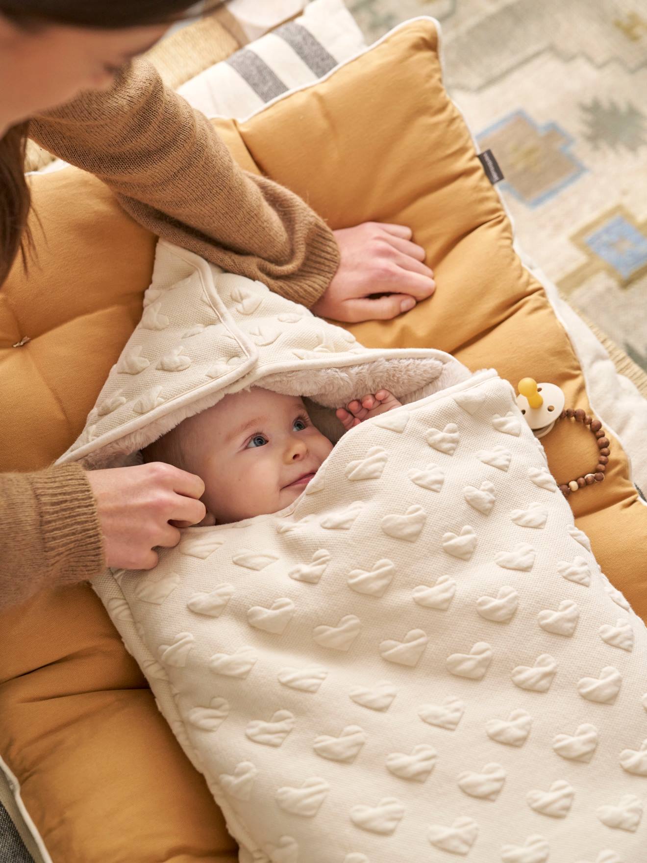Vertbaudet Jacquard Reiszak Met Hartjes Beige