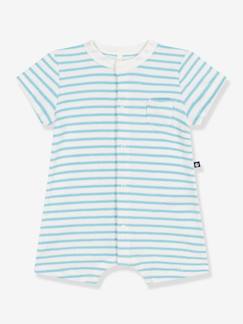 Bébé-Salopette, combinaison-Combicourte bébé en éponge rayée bébé PETIT BATEAU