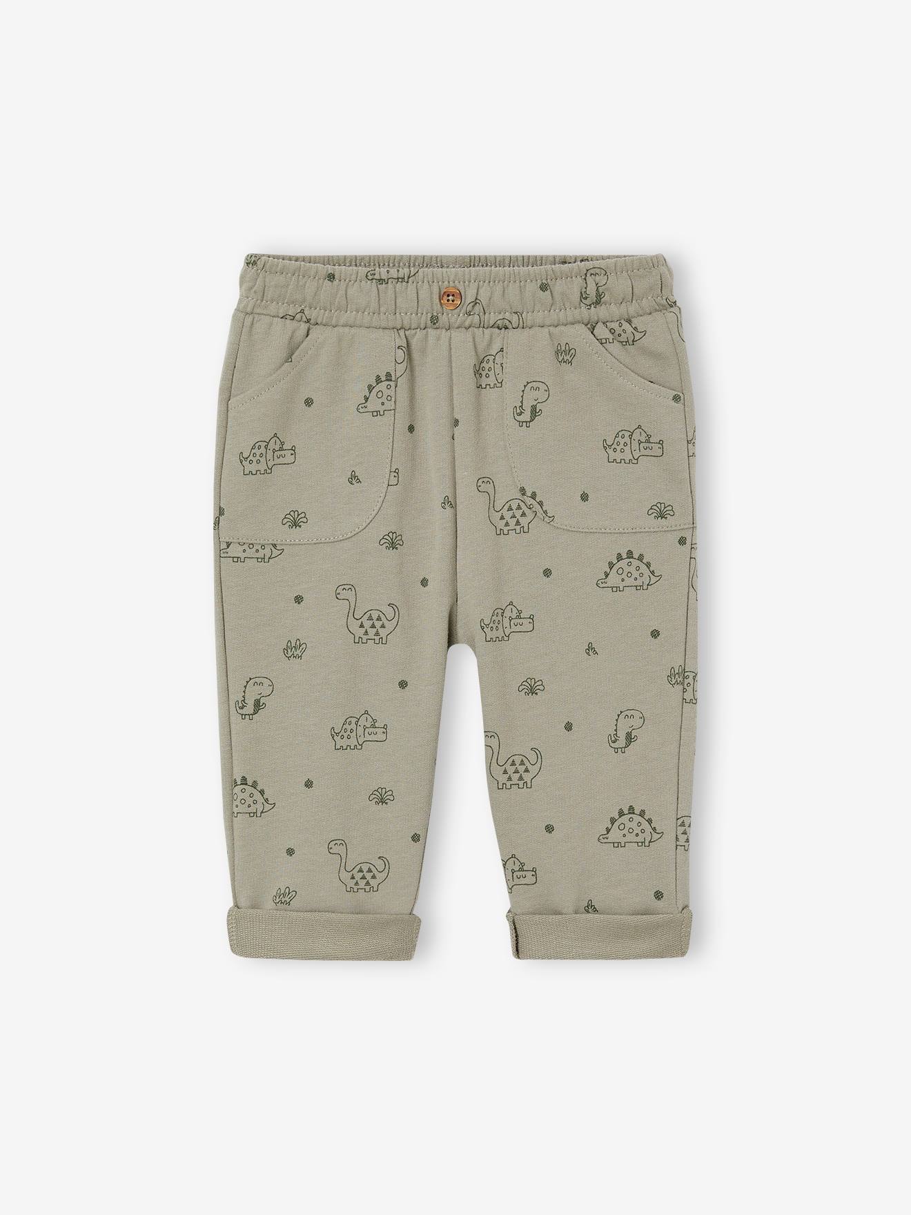 Vertbaudet Broek Met Print Van Molton Baby Saliegroen