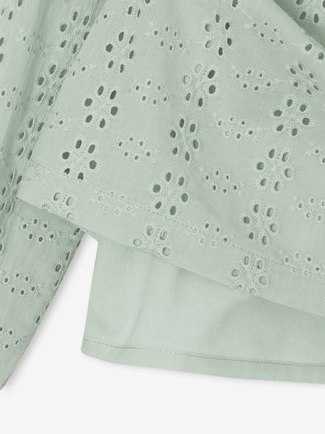 Blouse à volants en broderie anglaise fille bleu ciel+vert sauge - vertbaudet enfant 