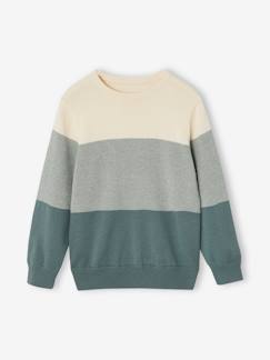 Jongens-Trui, vest, sweater-Trui-Colorblock jongenstrui met siersteek