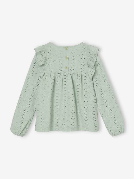 Blouse à volants en broderie anglaise fille bleu ciel+vert sauge - vertbaudet enfant 