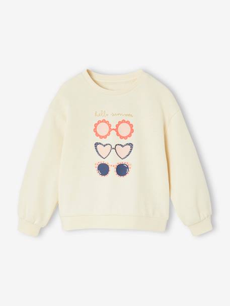 Fille-Pull, gilet, sweat-Sweat motif placé fille