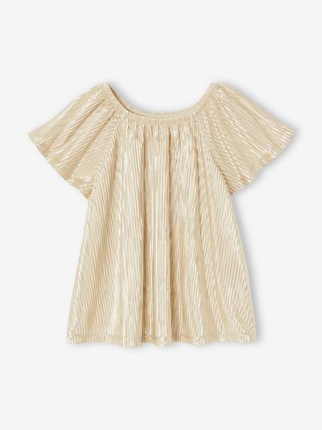 Fille-T-shirt, sous-pull-Blouse cérémonie en lamé effet plissé fille manches papillon