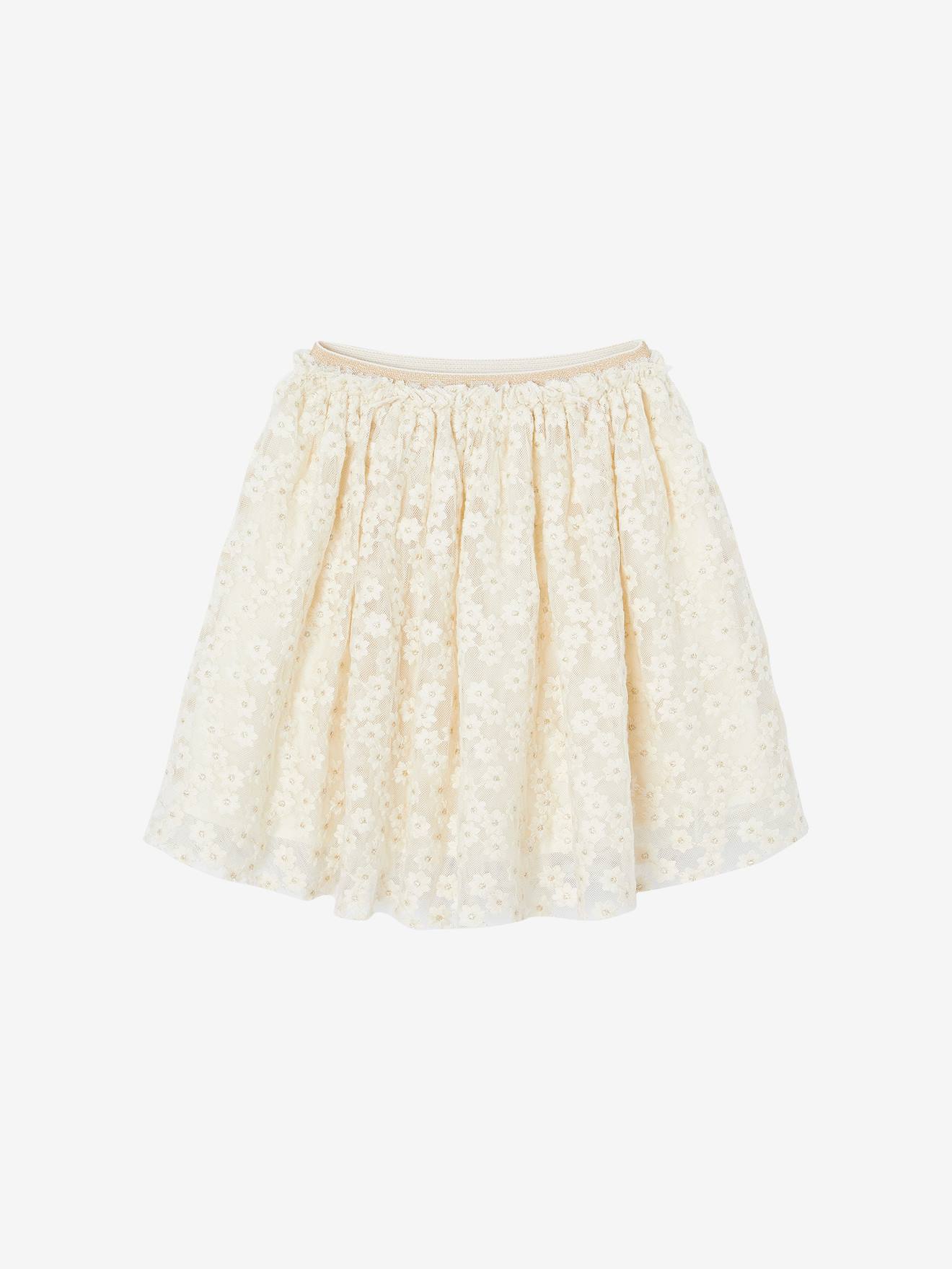 Vertbaudet Broderiejurk Met Iriserende Bloemen Vanille