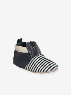 Chaussures-Chaussures garçon 23-38-Chaussons-Chaussons élastiqués bicolores en cuir souple bébé