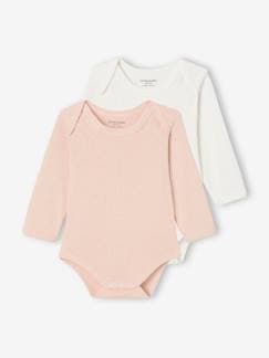 -Lot de 2 bodies bébé manches longues en maille pointelle