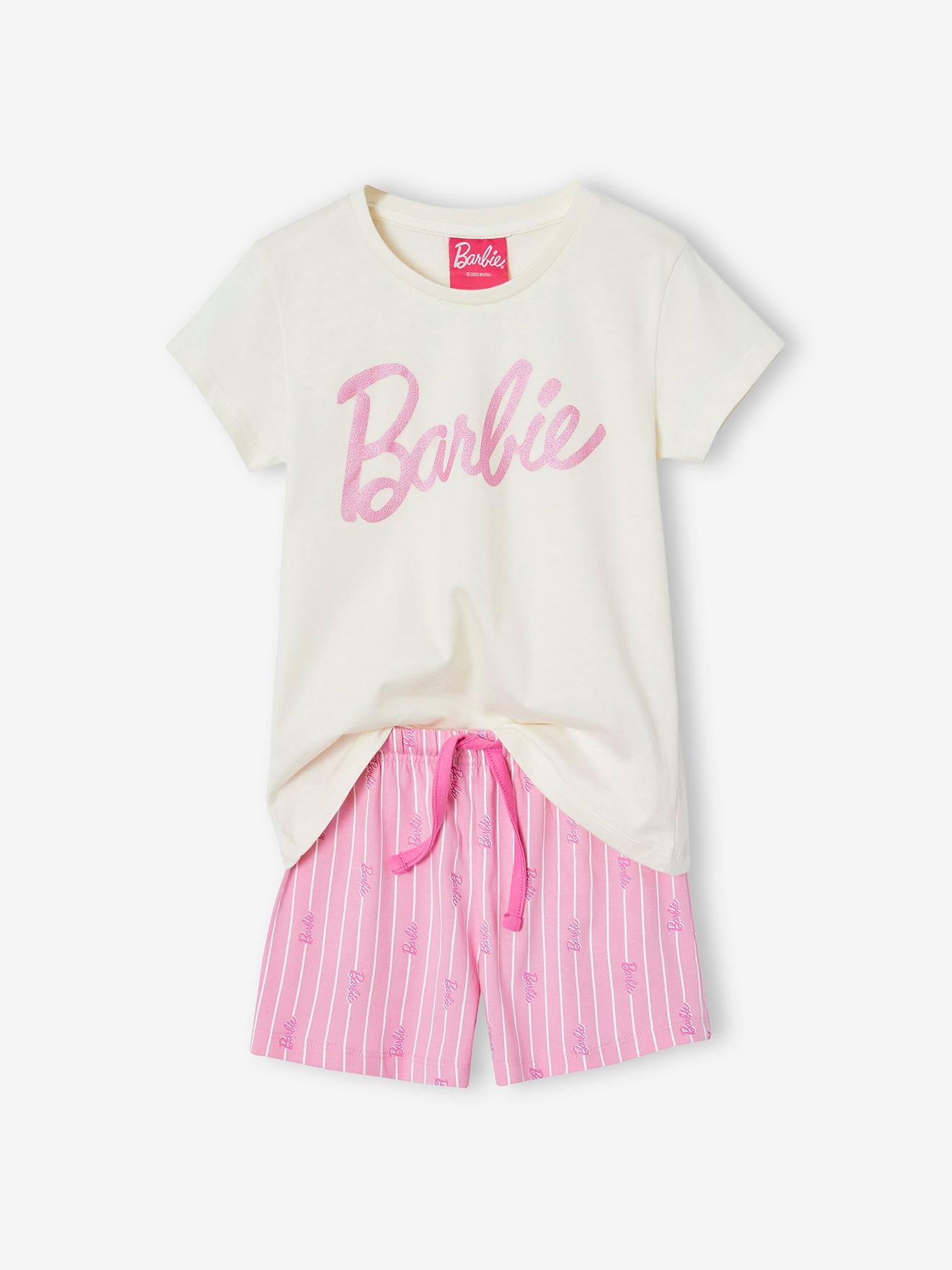Kurzer Mädchen Schlafanzug Barbie Mit Glanzmotiv Snoepjesroze