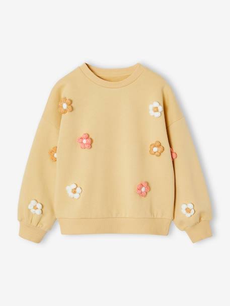 Fille-Pull, gilet, sweat-Sweat Fille Fleurs 3D