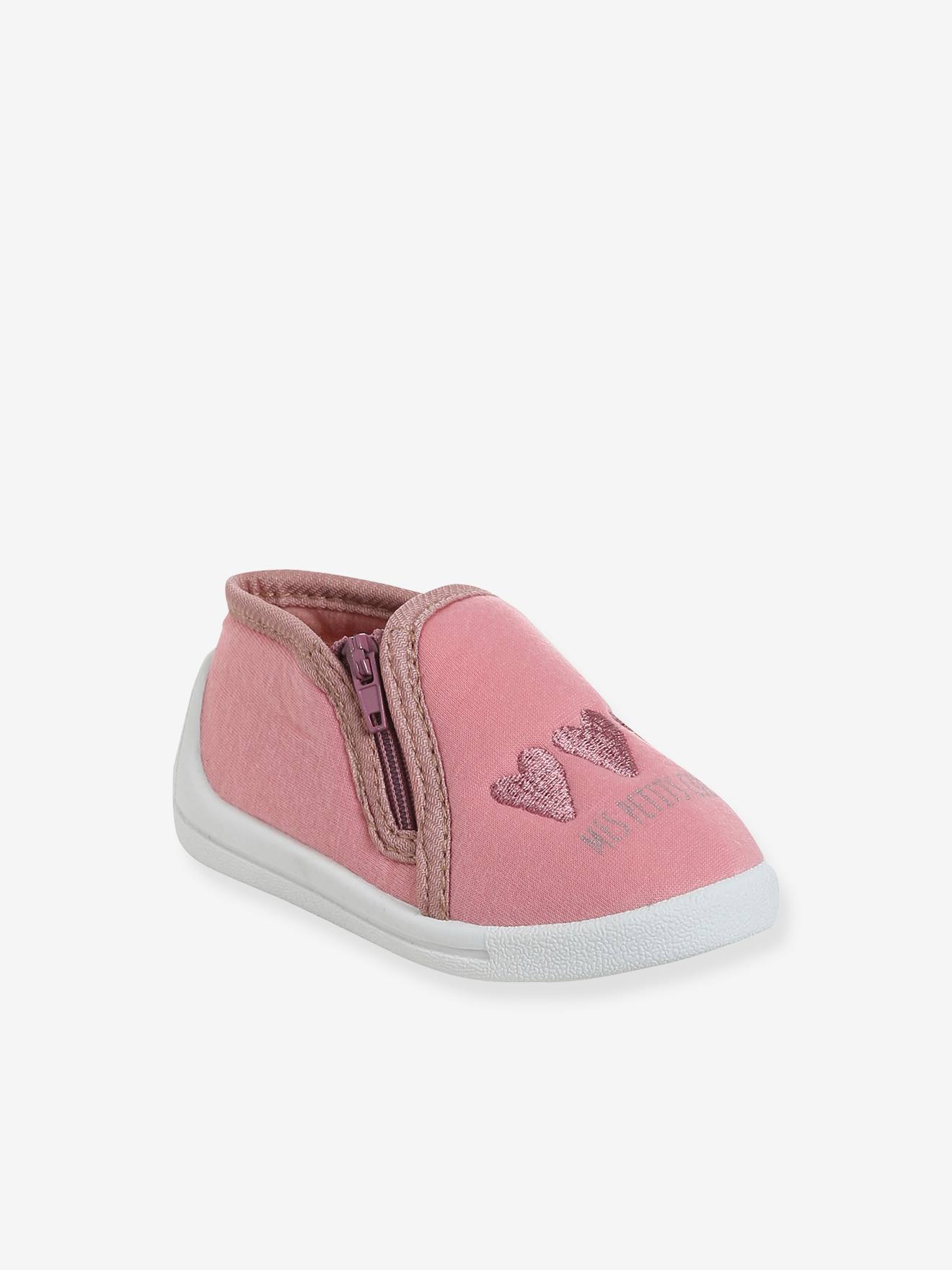 Vertbaudet Canvas Sloffen Met Rits Voor Baby's Roze, Bedrukt
