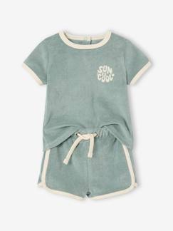 Bébé-Ensemble-Ensemble en éponge bébé T-shirt + short