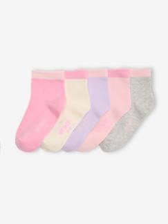 Fille-Sous-vêtement-Chaussettes-Lot de 5 paires de mi-chaussettes bicolores fille