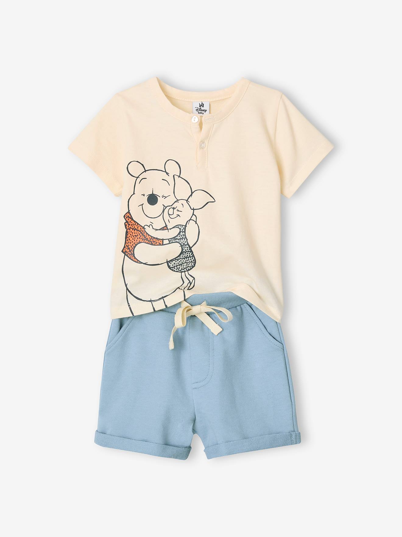 Babyset Disney® Winnie De Poeh Tunesisch T-shirt + Short Chambrayblauw