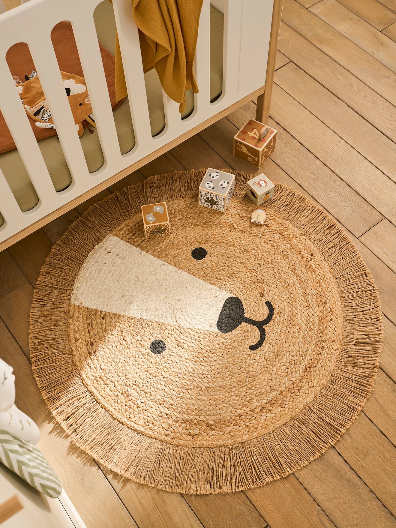 Vertbaudet Rond Kleed Van Jute Leeuw Goudbeige
