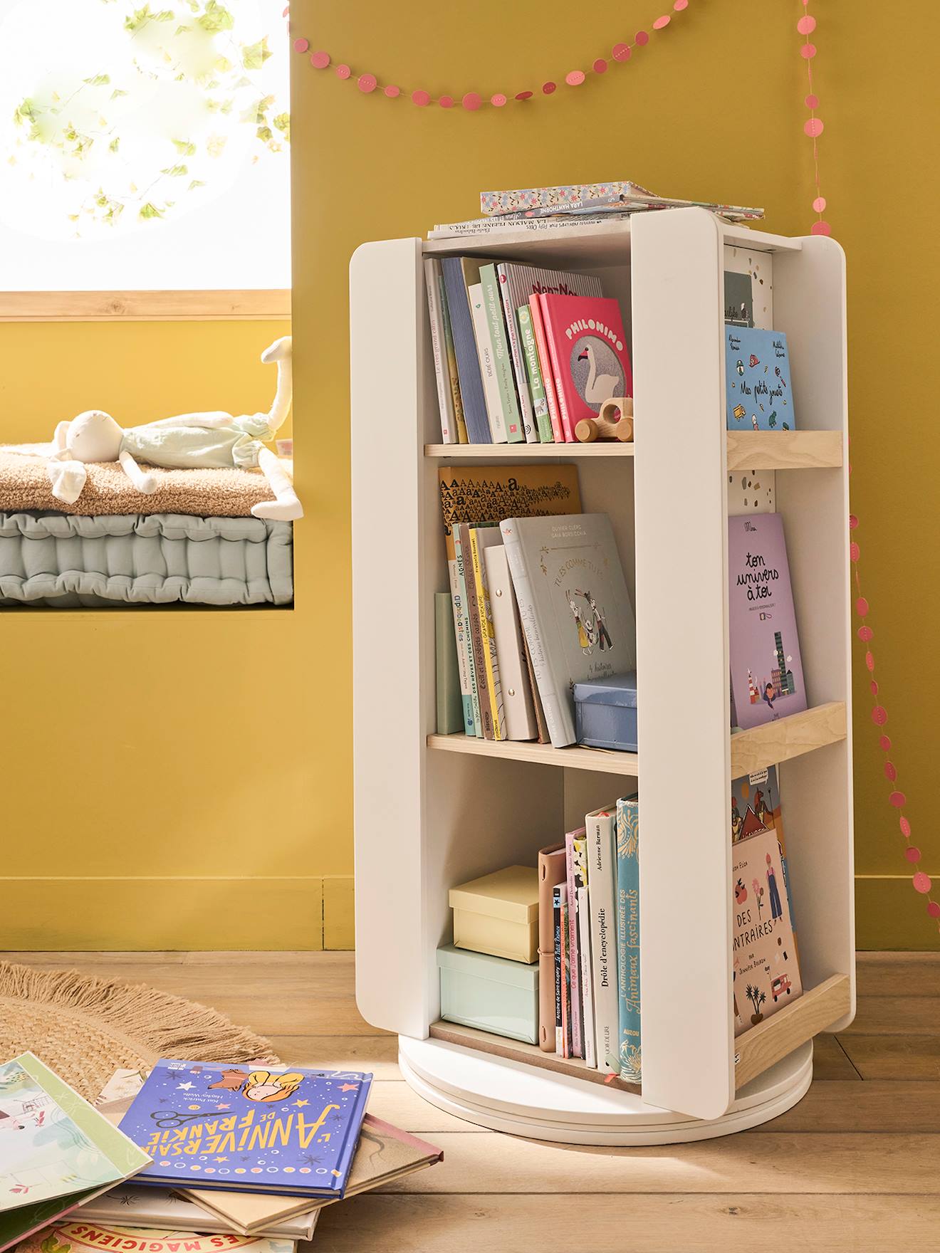 Vertbaudet Draaiende Opbergmeubilair Boekenkast Ligne Terrazzo Beige