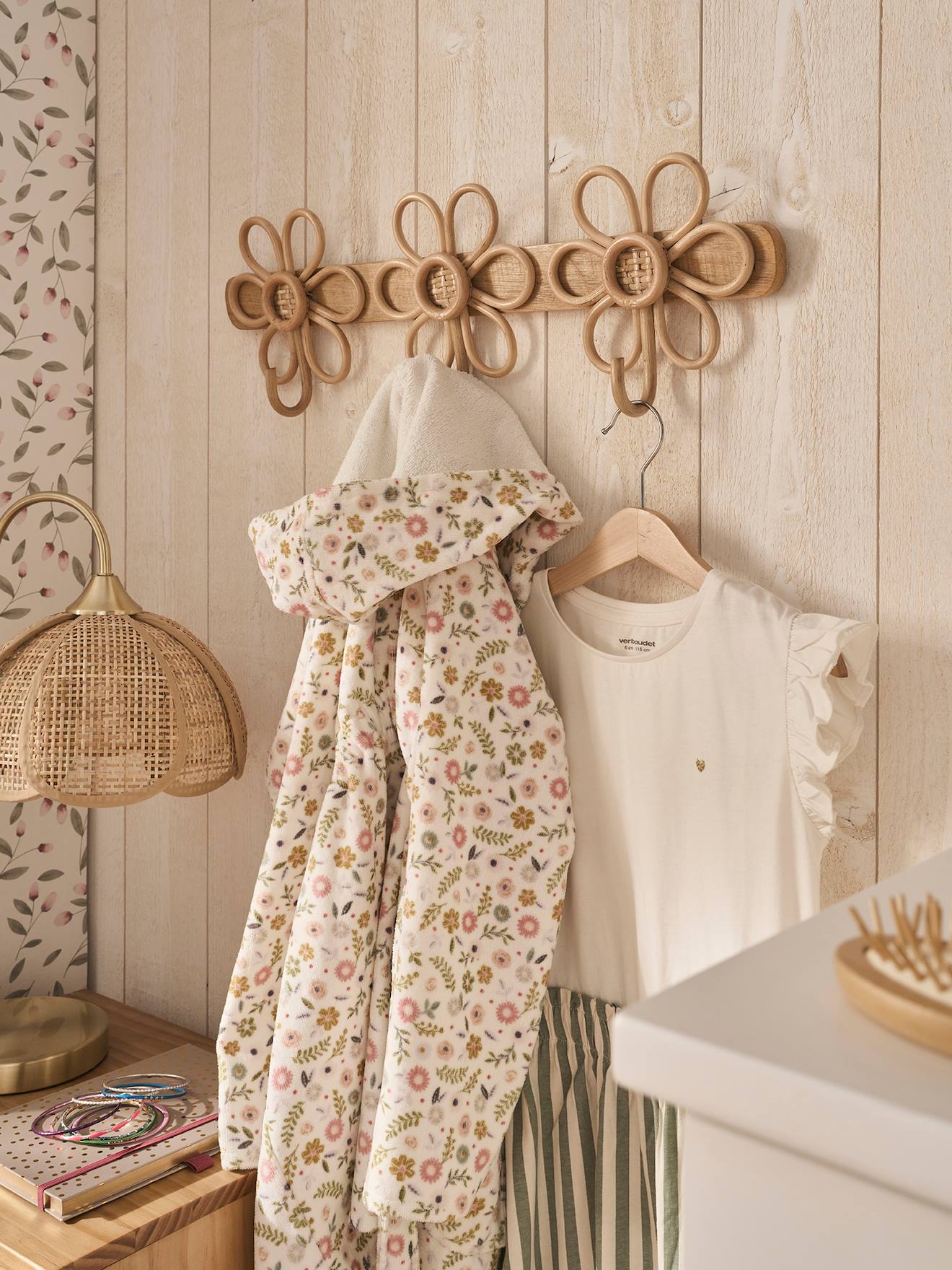 Vertbaudet Rotan Kapstokhaak 3 Bloemen Hout