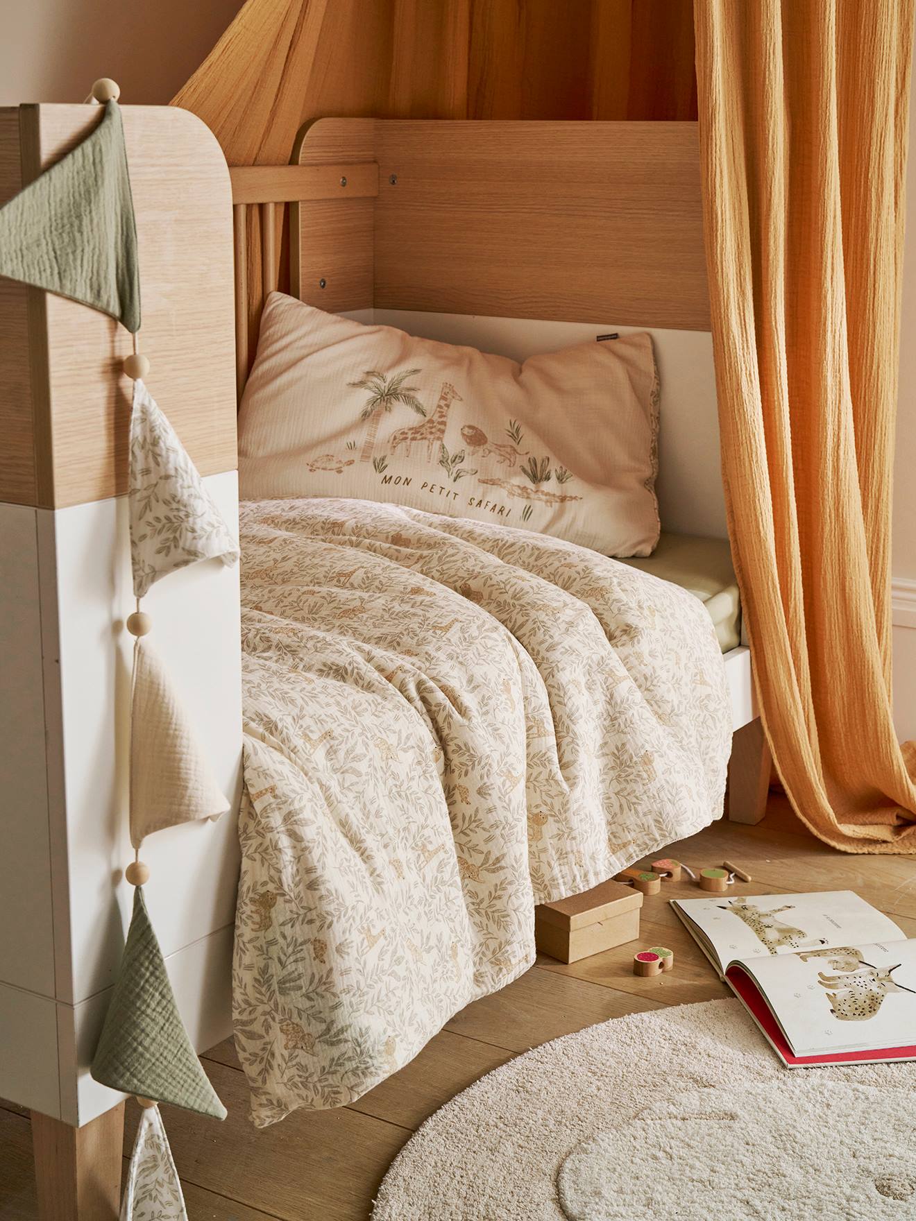Vertbaudet Set Dekbedovertrek + Kussensloop Voor Baby's Babylon Beige, Bedrukt