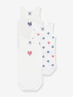 Bébé-Body-Lot de 3 bodies sans manches coeurs rayés bébé Petit Bateau