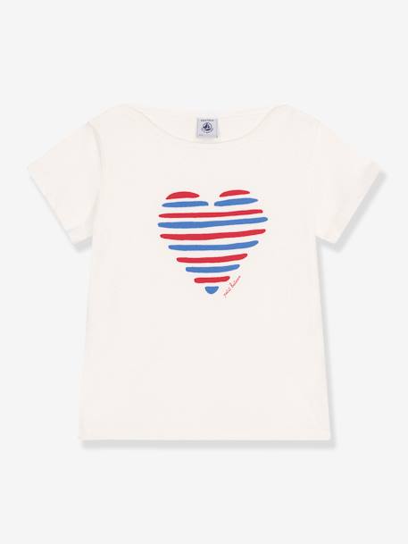 Fille-T-shirt, sous-pull-Tee-shirt enfant manches courtes coeur