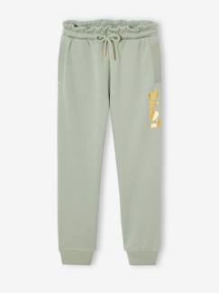 Meisje-Joggingbroek van fleece met motief op de broekspijp voor meisjes