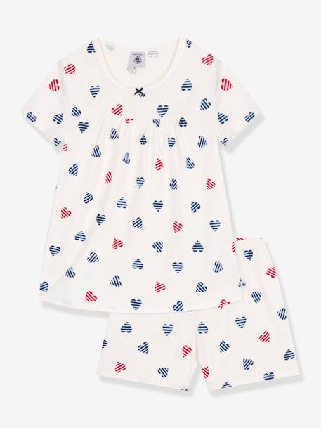 Fille-Pyjama, surpyjama-Pyjama short enfant imprimé coeurs PETIT BATEAU