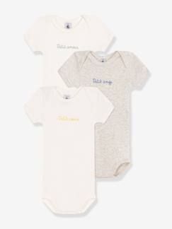 -Set van 3 rompertjes met korte mouwen Petit coeur baby PETIT BATEAU