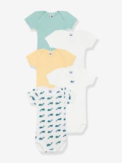 -Set van 5 PETIT BATEAU rompertjes met korte mouwen