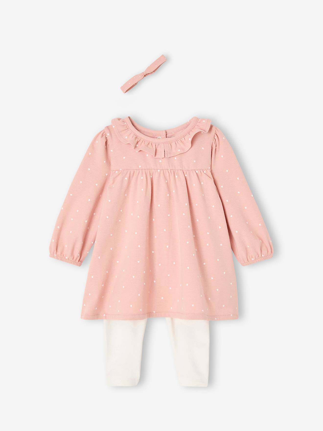 Vertbaudet Babyset Jurk + Legging + Haarband Rozen