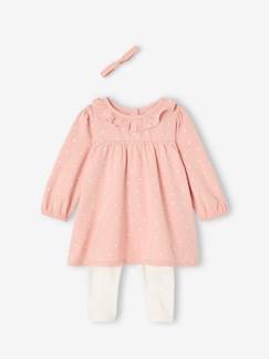 Ensemble Robe + Legging Bébé Vert Sauge 9M (71 Cm) – Motif Cerises « Mon Trésor » – 100% Coton Vertbaudet
