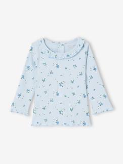 Baby-T-shirt, coltrui-Babyshirt van ribtricot met lange mouwen