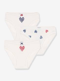 -Set van 3 meisjesonderbroeken in katoen met hartjesprint PETIT BATEAU