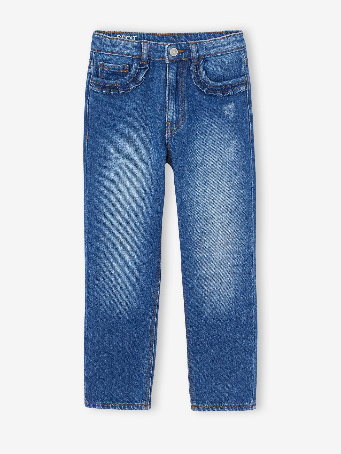 Vertbaudet Rechte Jeans MorphologiK Meisjes Heupomvang Small Donkerblauw