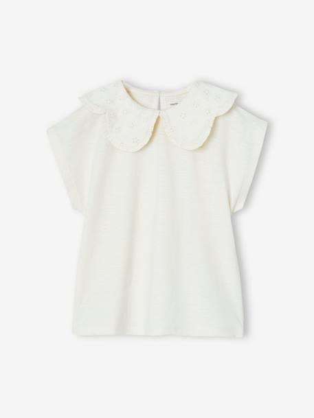 Fille-T-shirt col brodé fantaisie fille