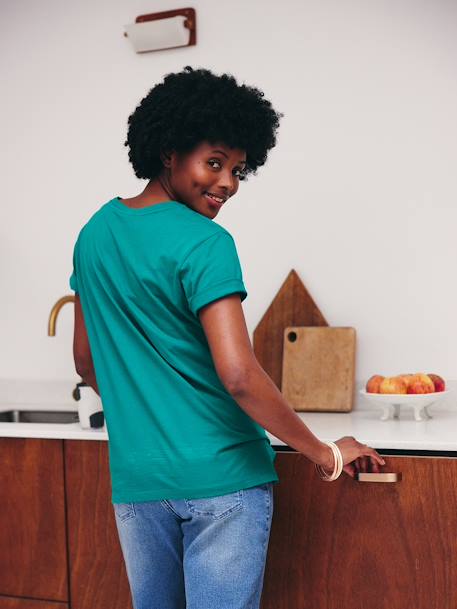 T-shirt brodé de grossesse et d'allaitement en coton Rayé marine+Rayé rouge+vert - vertbaudet enfant 