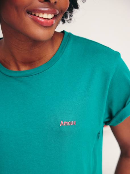 T-shirt brodé de grossesse et d'allaitement en coton Rayé marine+Rayé rouge+vert - vertbaudet enfant 