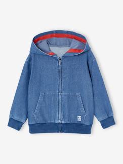 Sweat zippé avec poches couleur denim  - vertbaudet enfant