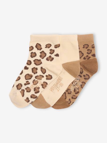 Fille-Lot de 3paires de mi-chaussettes fille motifs léopard