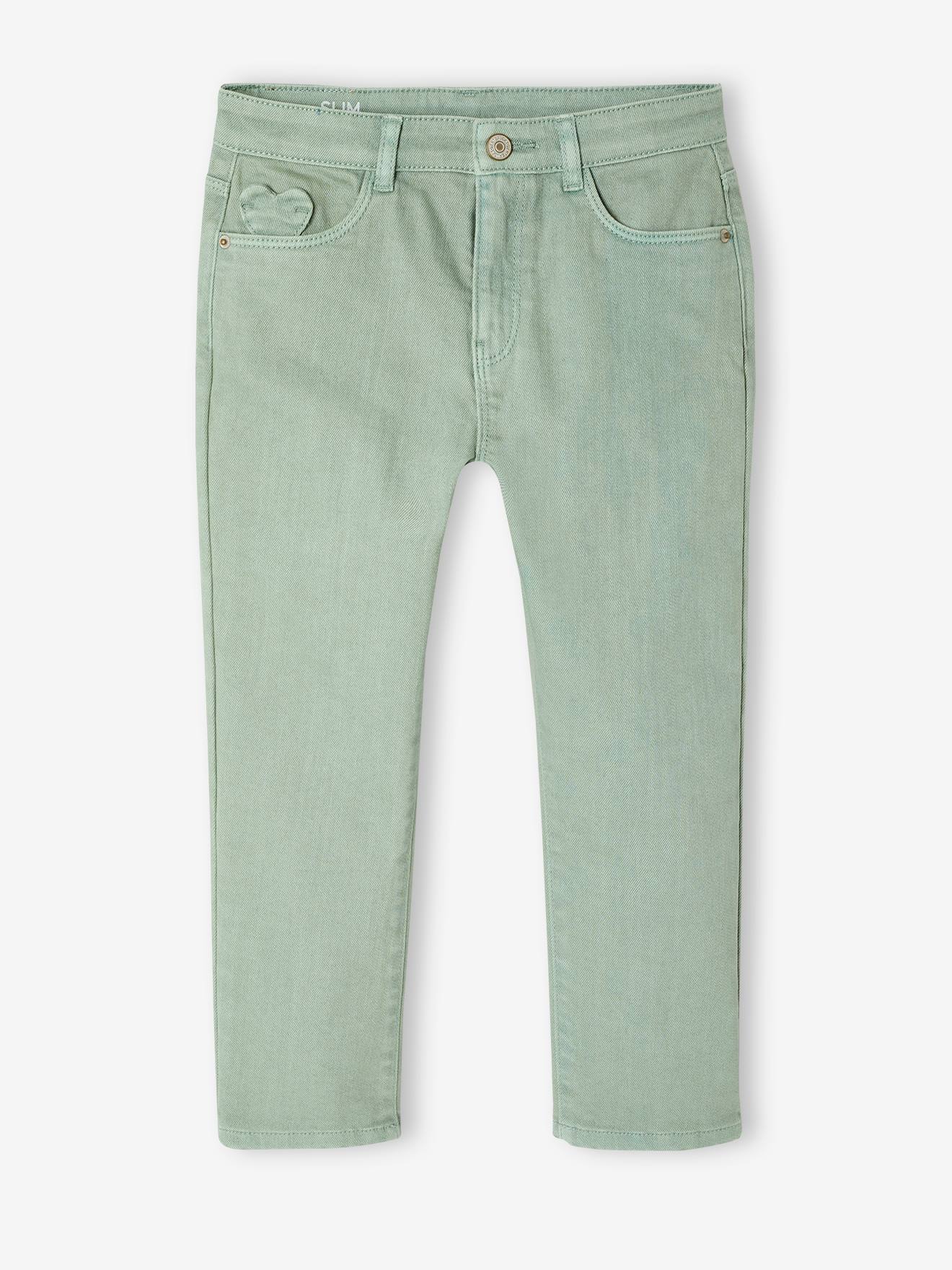 Vertbaudet Slim Fit Wijde Meisjesbroek MorphologiK Saliegroen